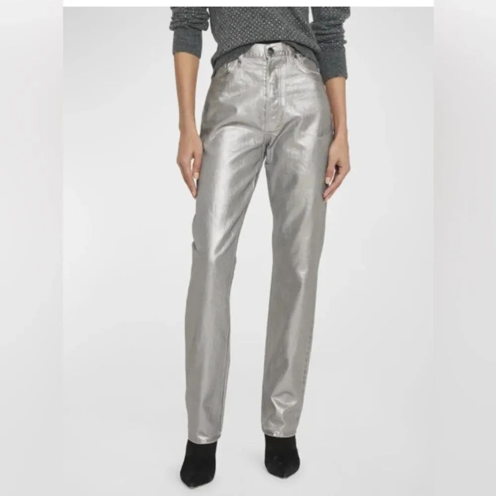 NWT Veronica Beard Daniela Straight-Leg Metallic Jeans size 26